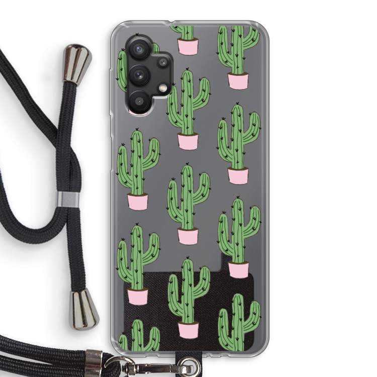 Cactus Lover: Samsung Galaxy A32 5G Transparant Hoesje met koord