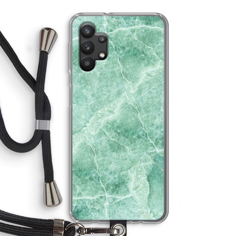 Groen marmer: Samsung Galaxy A32 5G Transparant Hoesje met koord