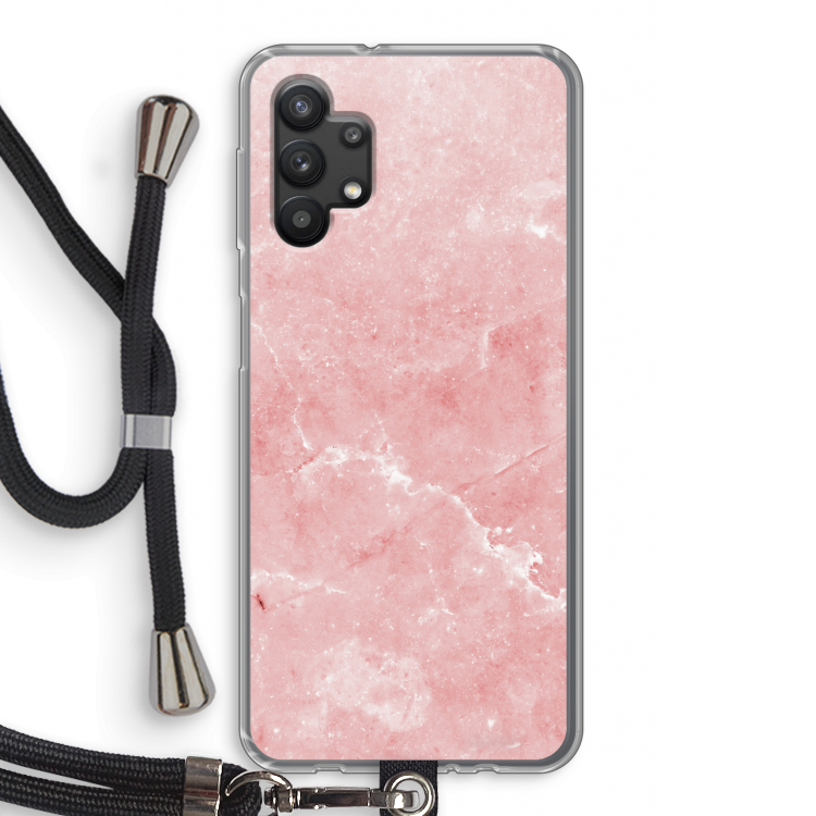 Roze marmer: Samsung Galaxy A32 5G Transparant Hoesje met koord
