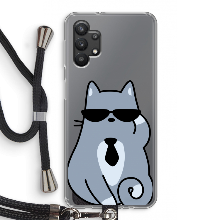 Cool cat: Samsung Galaxy A32 5G Transparant Hoesje met koord