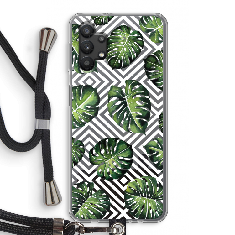 Geometrische jungle: Samsung Galaxy A32 5G Transparant Hoesje met koord