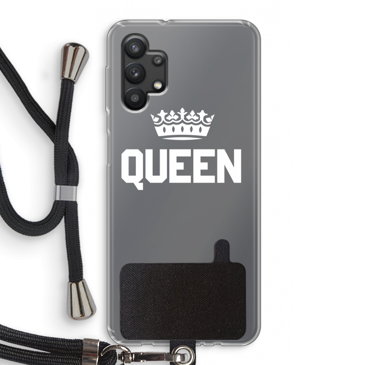 Queen zwart: Samsung Galaxy A32 5G Transparant Hoesje met koord