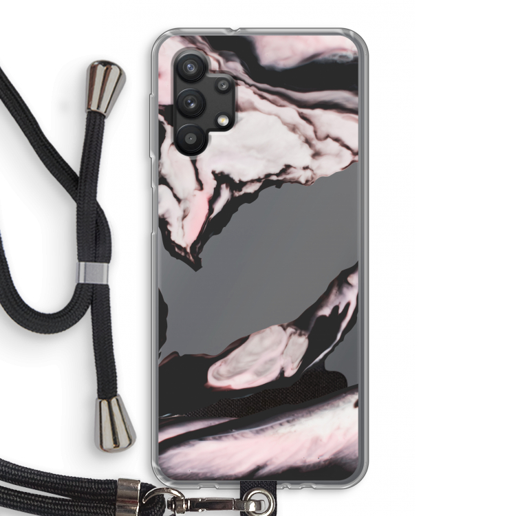 Roze stroom: Samsung Galaxy A32 5G Transparant Hoesje met koord