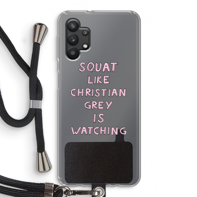 Christian Grey: Samsung Galaxy A32 5G Transparant Hoesje met koord