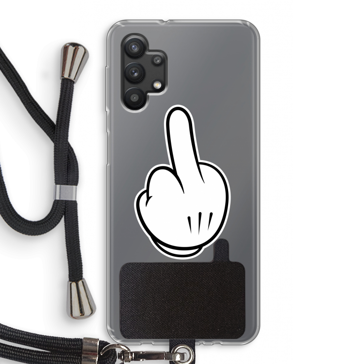 Middle finger black: Samsung Galaxy A32 5G Transparant Hoesje met koord