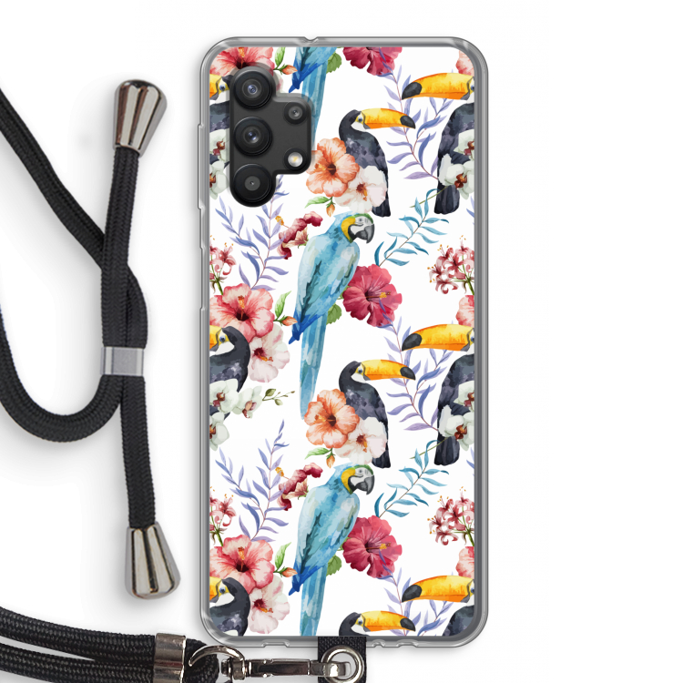 Bloemen tukan: Samsung Galaxy A32 5G Transparant Hoesje met koord