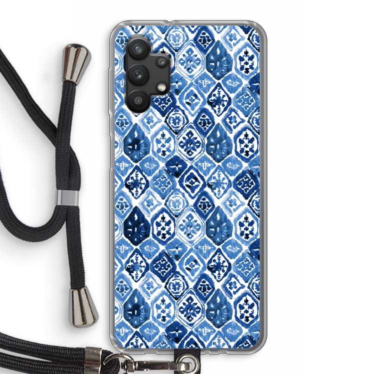 Blauw motief: Samsung Galaxy A32 5G Transparant Hoesje met koord