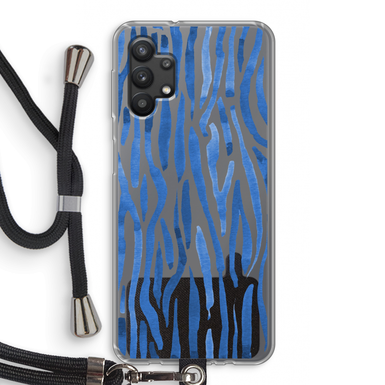 Blauwe nerven: Samsung Galaxy A32 5G Transparant Hoesje met koord