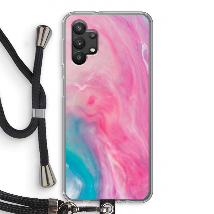 Roze explosie: Samsung Galaxy A32 5G Transparant Hoesje met koord