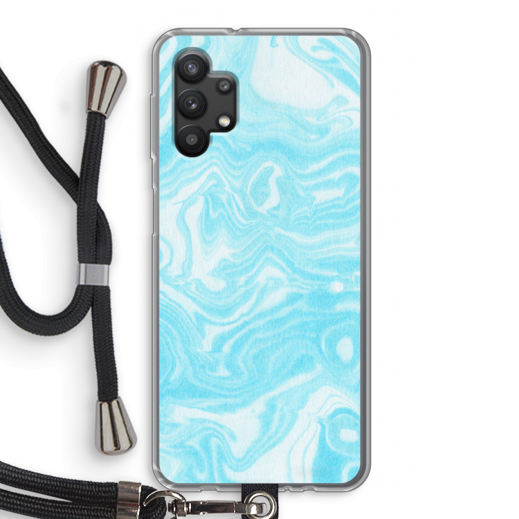 Waterverf blauw: Samsung Galaxy A32 5G Transparant Hoesje met koord