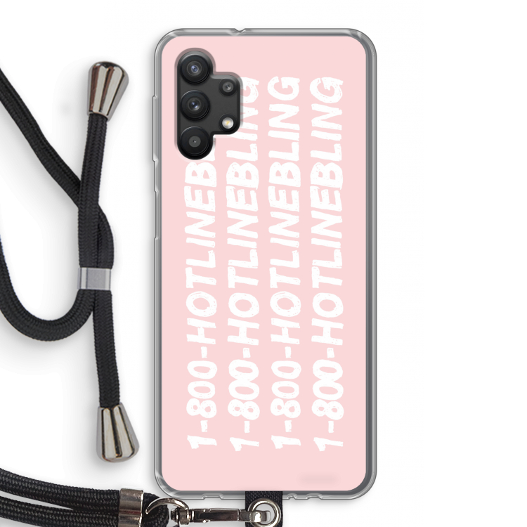 Hotline bling pink: Samsung Galaxy A32 5G Transparant Hoesje met koord
