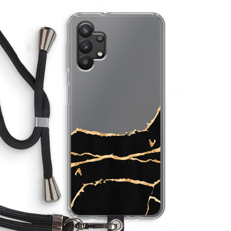 Gouden marmer: Samsung Galaxy A32 5G Transparant Hoesje met koord