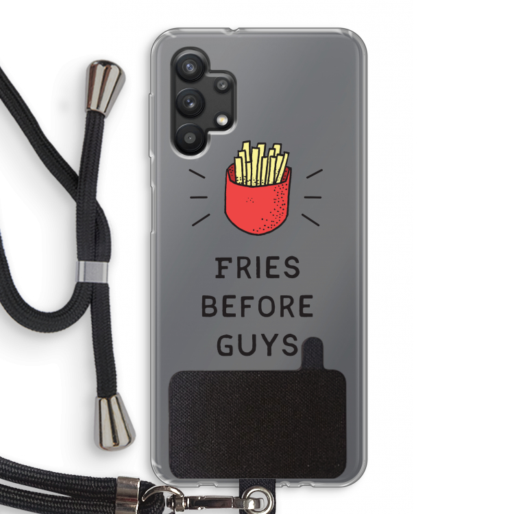 Fries before guys: Samsung Galaxy A32 5G Transparant Hoesje met koord