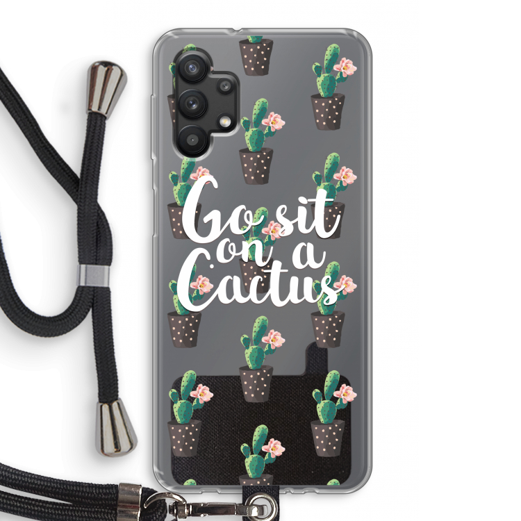 Cactus quote: Samsung Galaxy A32 5G Transparant Hoesje met koord
