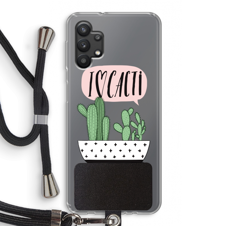 I love cacti: Samsung Galaxy A32 5G Transparant Hoesje met koord