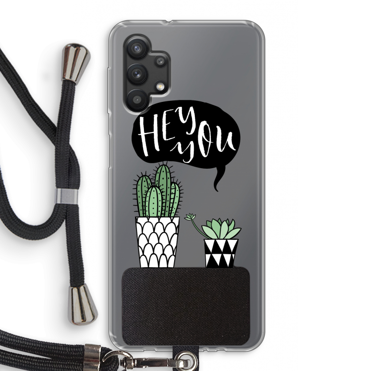 Hey you cactus: Samsung Galaxy A32 5G Transparant Hoesje met koord
