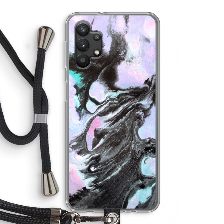 Pastel zwart: Samsung Galaxy A32 5G Transparant Hoesje met koord
