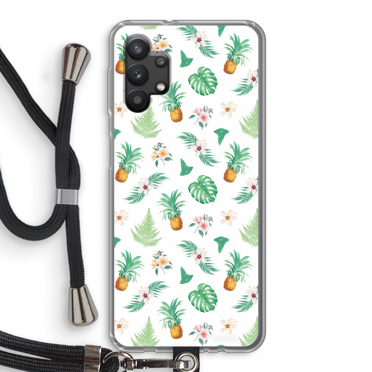 Ananas bladeren: Samsung Galaxy A32 5G Transparant Hoesje met koord