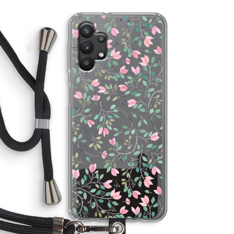 Sierlijke bloemen: Samsung Galaxy A32 5G Transparant Hoesje met koord