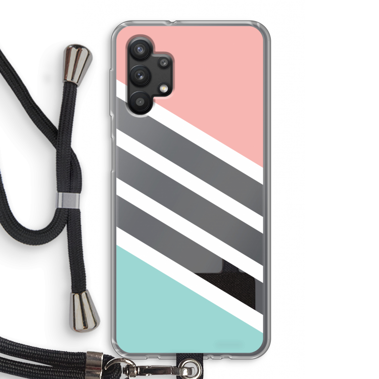 Strepen pastel: Samsung Galaxy A32 5G Transparant Hoesje met koord
