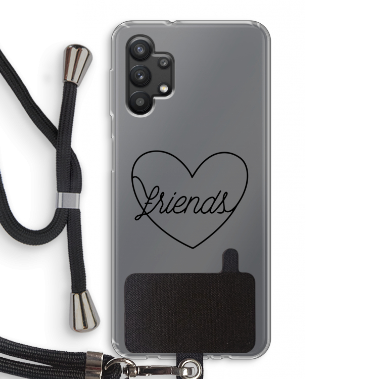 Friends heart black: Samsung Galaxy A32 5G Transparant Hoesje met koord
