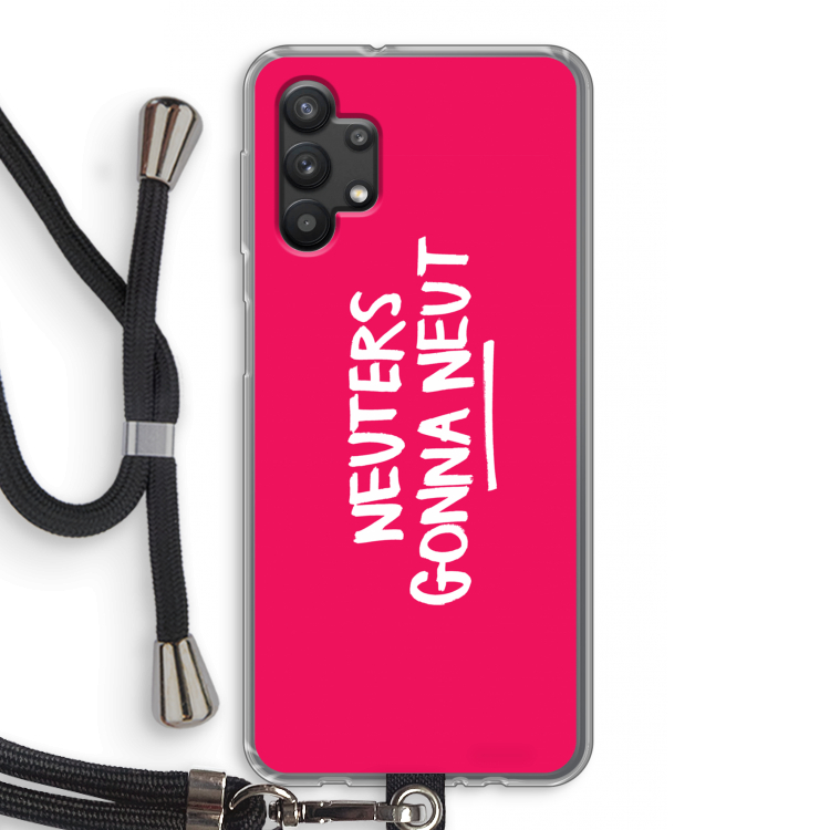 Neuters (roze): Samsung Galaxy A32 5G Transparant Hoesje met koord