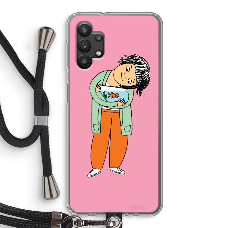 Visknuffel: Samsung Galaxy A32 5G Transparant Hoesje met koord