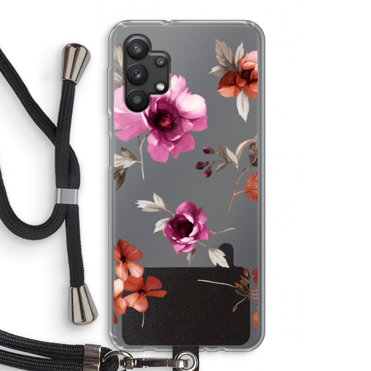 Geschilderde bloemen: Samsung Galaxy A32 5G Transparant Hoesje met koord