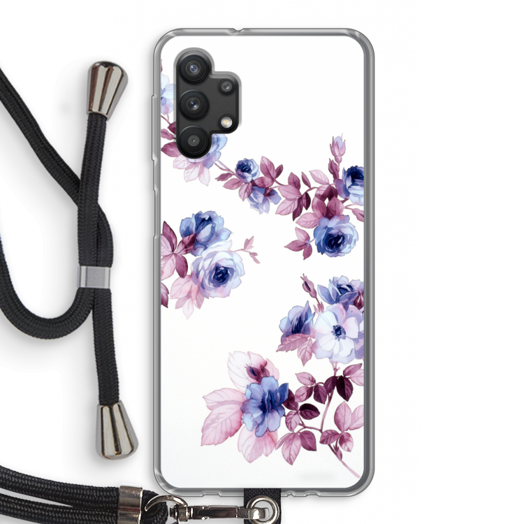 Waterverf bloemen: Samsung Galaxy A32 5G Transparant Hoesje met koord