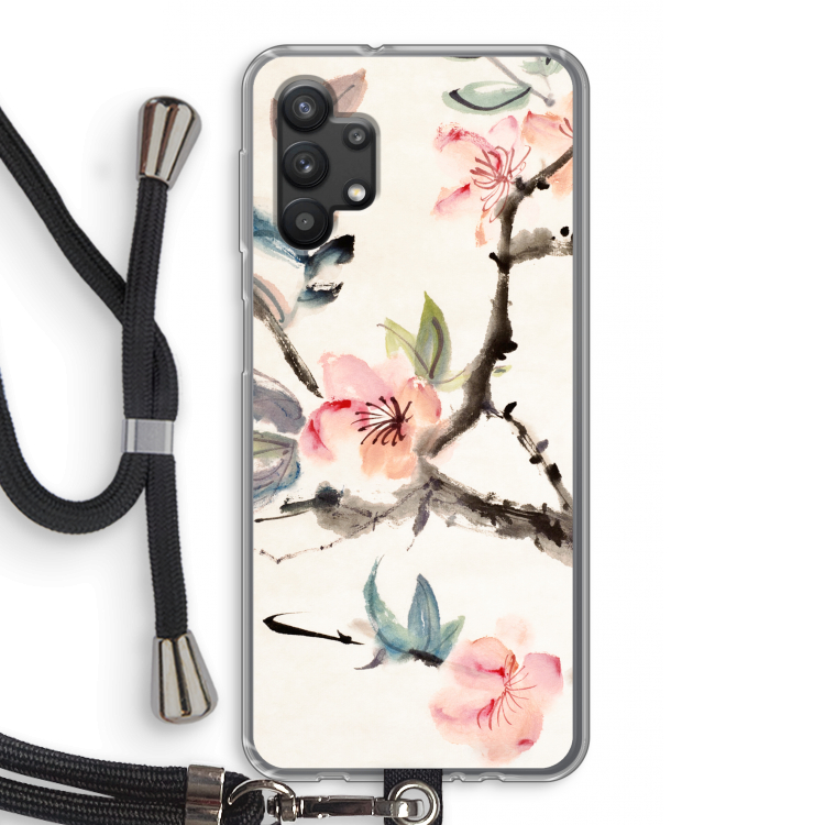 Japanse bloemen: Samsung Galaxy A32 5G Transparant Hoesje met koord