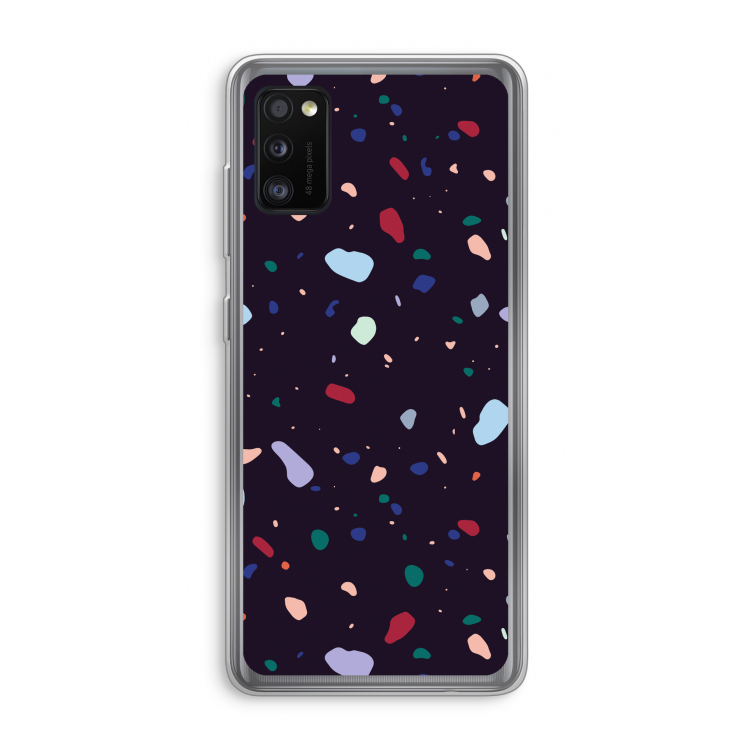 Dark Rounded Terrazzo: Samsung Galaxy A41 Transparant Hoesje