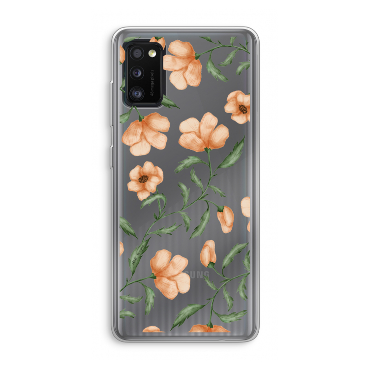 Peachy flowers: Samsung Galaxy A41 Transparant Hoesje