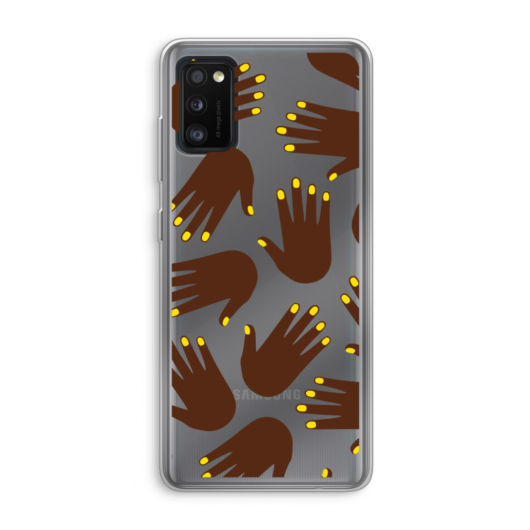 Hands dark: Samsung Galaxy A41 Transparant Hoesje