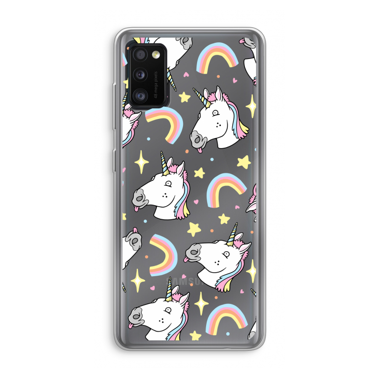 Rainbow Unicorn: Samsung Galaxy A41 Transparant Hoesje