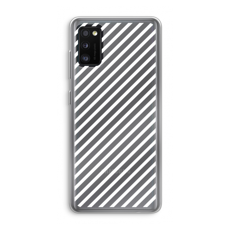 Strepen zwart-wit: Samsung Galaxy A41 Transparant Hoesje