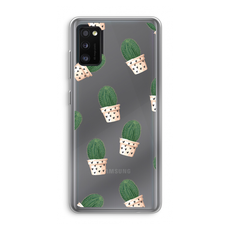 Cactusprint roze: Samsung Galaxy A41 Transparant Hoesje