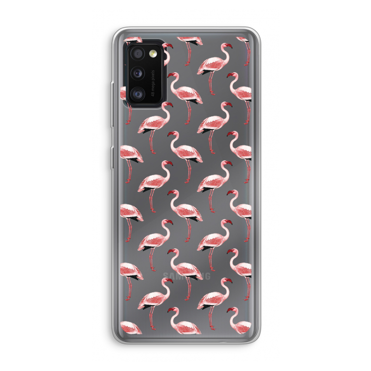 Flamingoprint groen: Samsung Galaxy A41 Transparant Hoesje