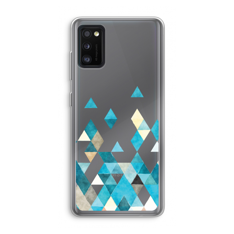 Gekleurde driehoekjes blauw: Samsung Galaxy A41 Transparant Hoesje