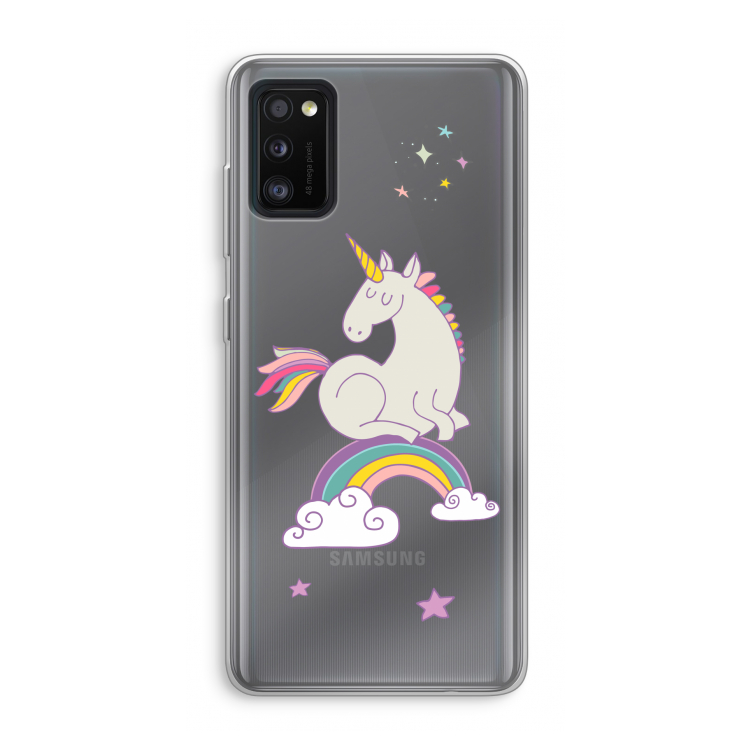 Regenboog eenhoorn: Samsung Galaxy A41 Transparant Hoesje