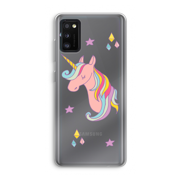 Roze eenhoorn: Samsung Galaxy A41 Transparant Hoesje