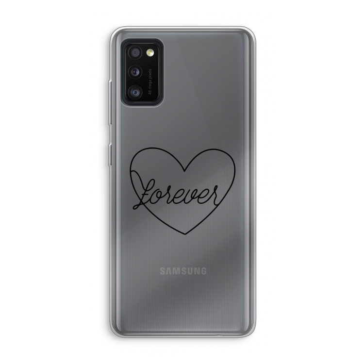 Forever heart black: Samsung Galaxy A41 Transparant Hoesje