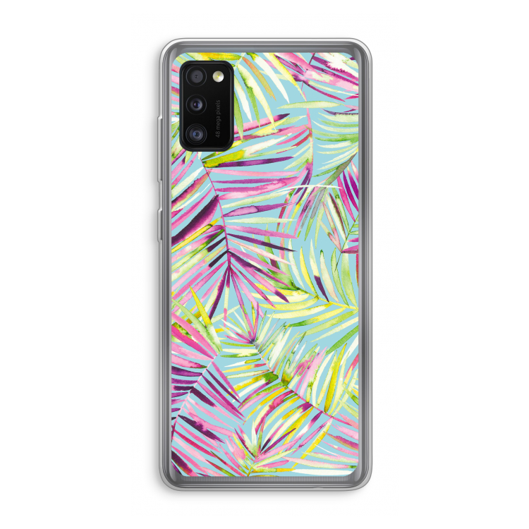 Tropical Palms Blue: Samsung Galaxy A41 Transparant Hoesje
