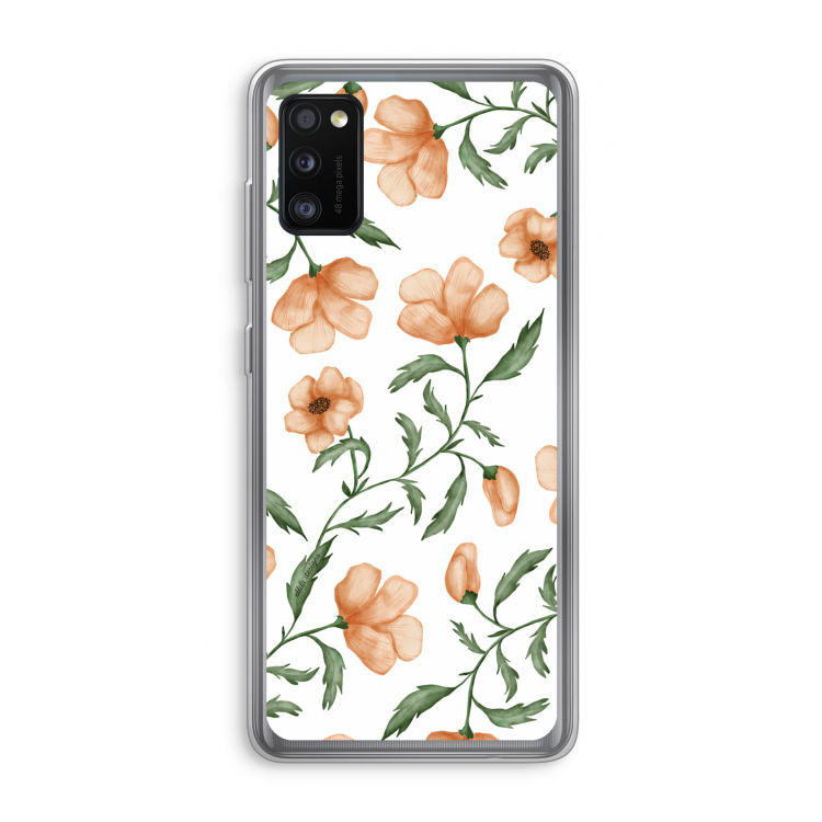 Peachy flowers: Samsung Galaxy A41 Transparant Hoesje