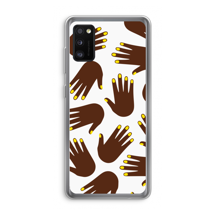 Hands dark: Samsung Galaxy A41 Transparant Hoesje