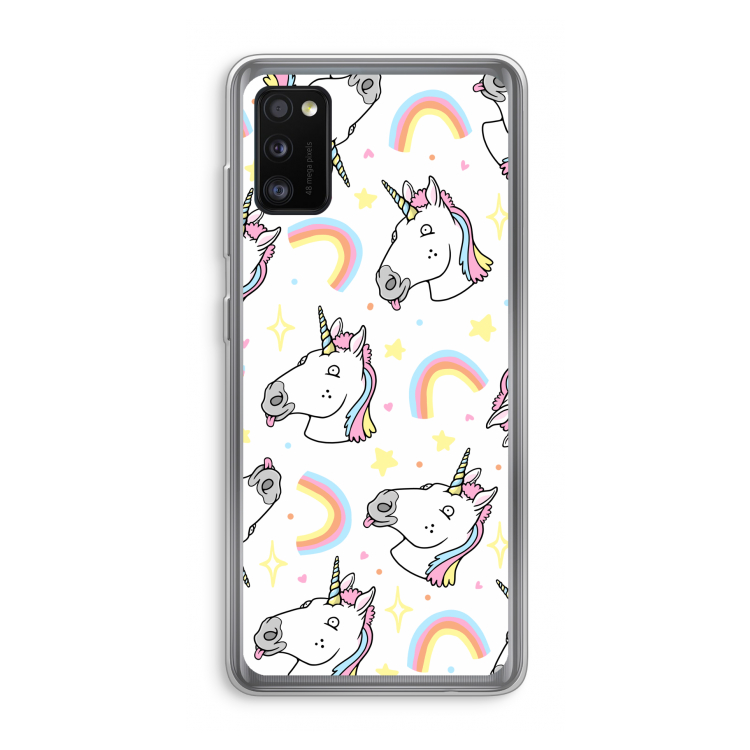 Rainbow Unicorn: Samsung Galaxy A41 Transparant Hoesje