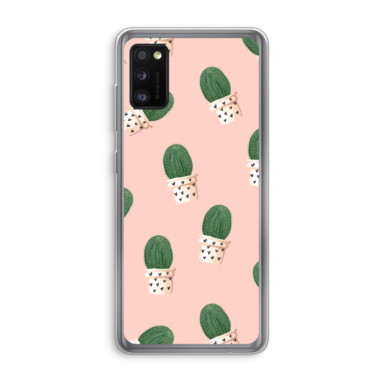 Cactusprint roze: Samsung Galaxy A41 Transparant Hoesje