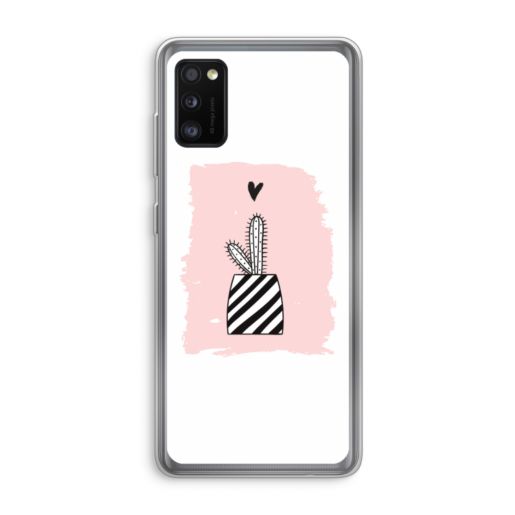 Zwart-wit cactus: Samsung Galaxy A41 Transparant Hoesje