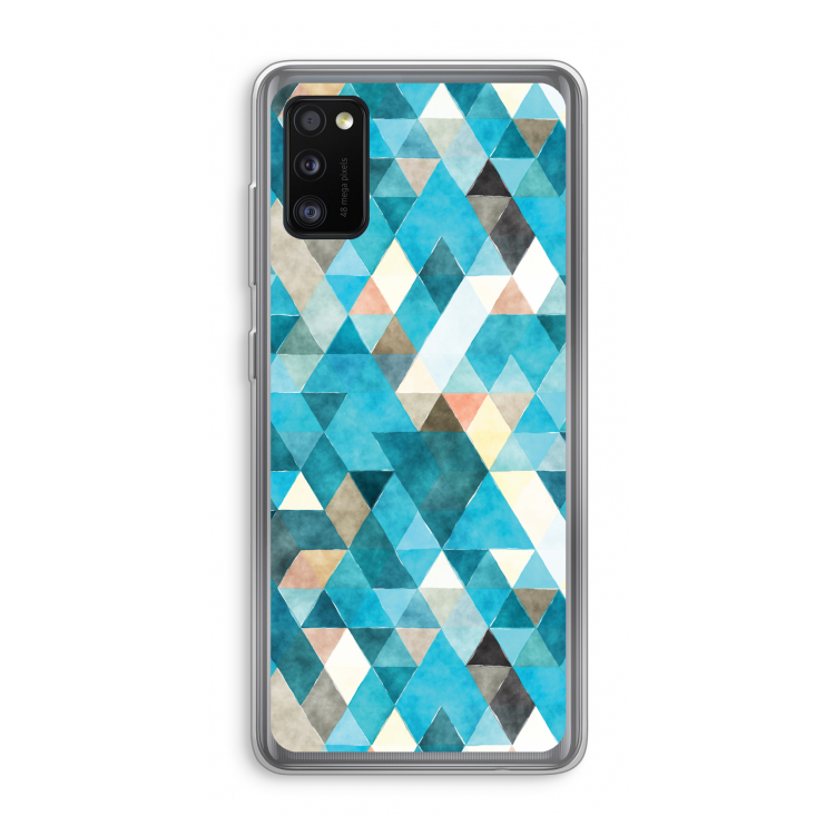 Gekleurde driehoekjes blauw: Samsung Galaxy A41 Transparant Hoesje