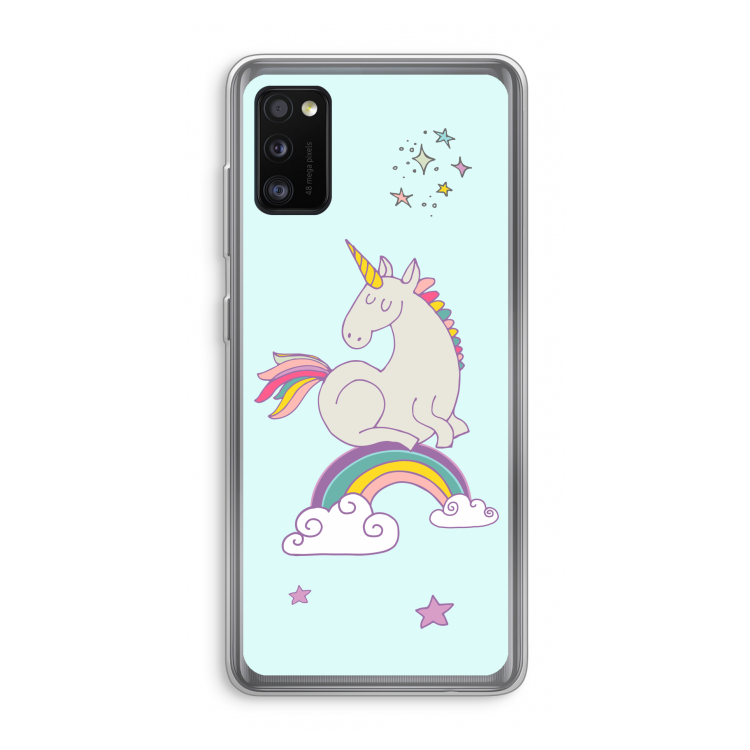 Regenboog eenhoorn: Samsung Galaxy A41 Transparant Hoesje