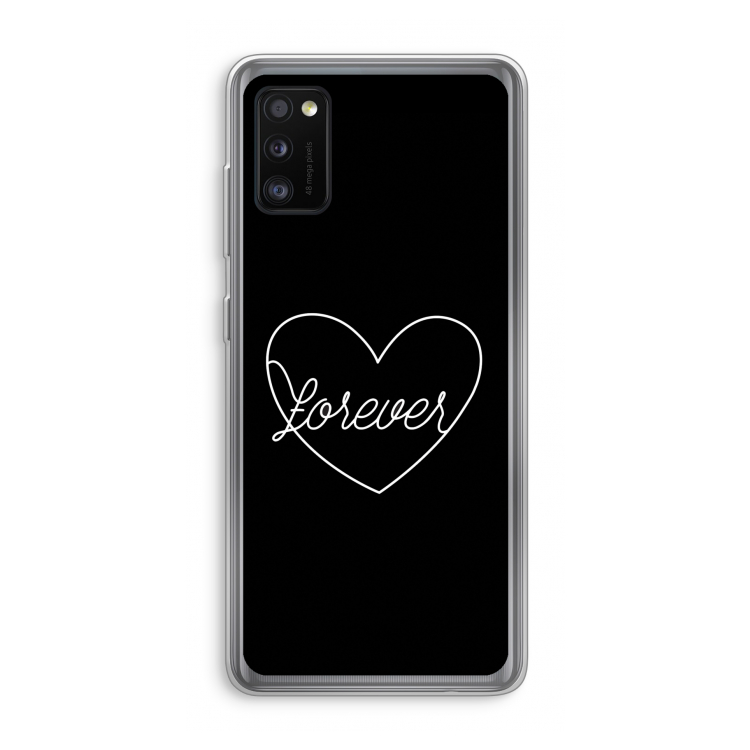 Forever heart black: Samsung Galaxy A41 Transparant Hoesje